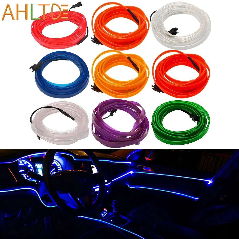 Universal 1m 2m 3m 5m Neon LED Car Interior Lighting Auto Strip Garland EL Wire Rope Decoration Lamp Flexible Tube Coil of Rays