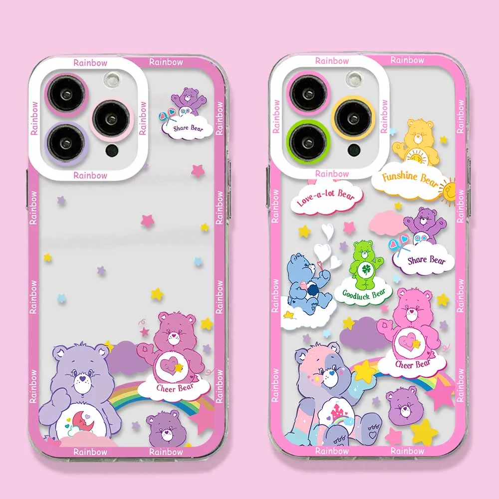 Cute R-Rainbows Bear Phone Case For Samsung S24 S23 S22 S21 S20 S10 FE Note20 Note10 Plus Ultra Lite 5G Clear Soft TPU Cover