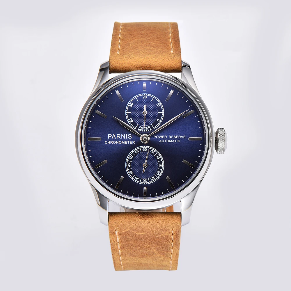 2025 Casual Parnis 43mm Silver Case Automatic Mechanical Men Wristwatches Leather Strap Luxury Watch For Men relogios masculino
