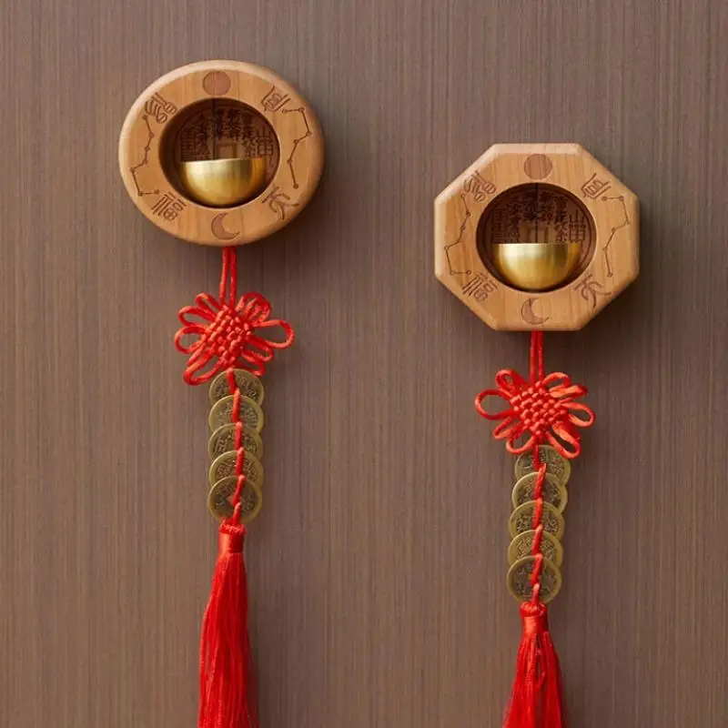 

Wood Brass Wind Chimes Magnetic Doorbell Hanging Decor Loud Door Bell Entering Reminder For Commercial Entry Home Decoration