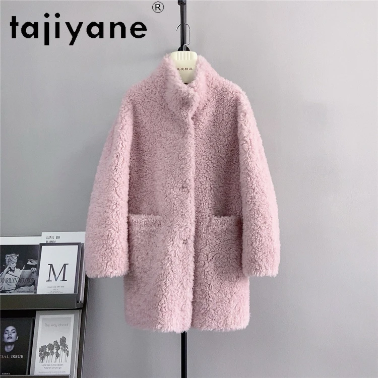 TAJIYANE Cappotti di lana naturale al 100% per donna Stile coreano Colletto alla coreana Tosatura delle pecore Giacca invernale Abbigliamento donna 2025 шрость