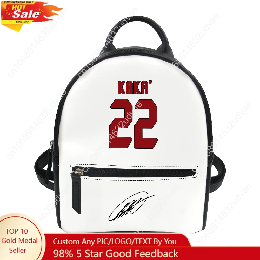 

Kaka No.22 Backpack Purse Women Child Schoolbags Brazil Soccer Star Personalized Double Shoulder Bag Mini Leather Daypack Gift