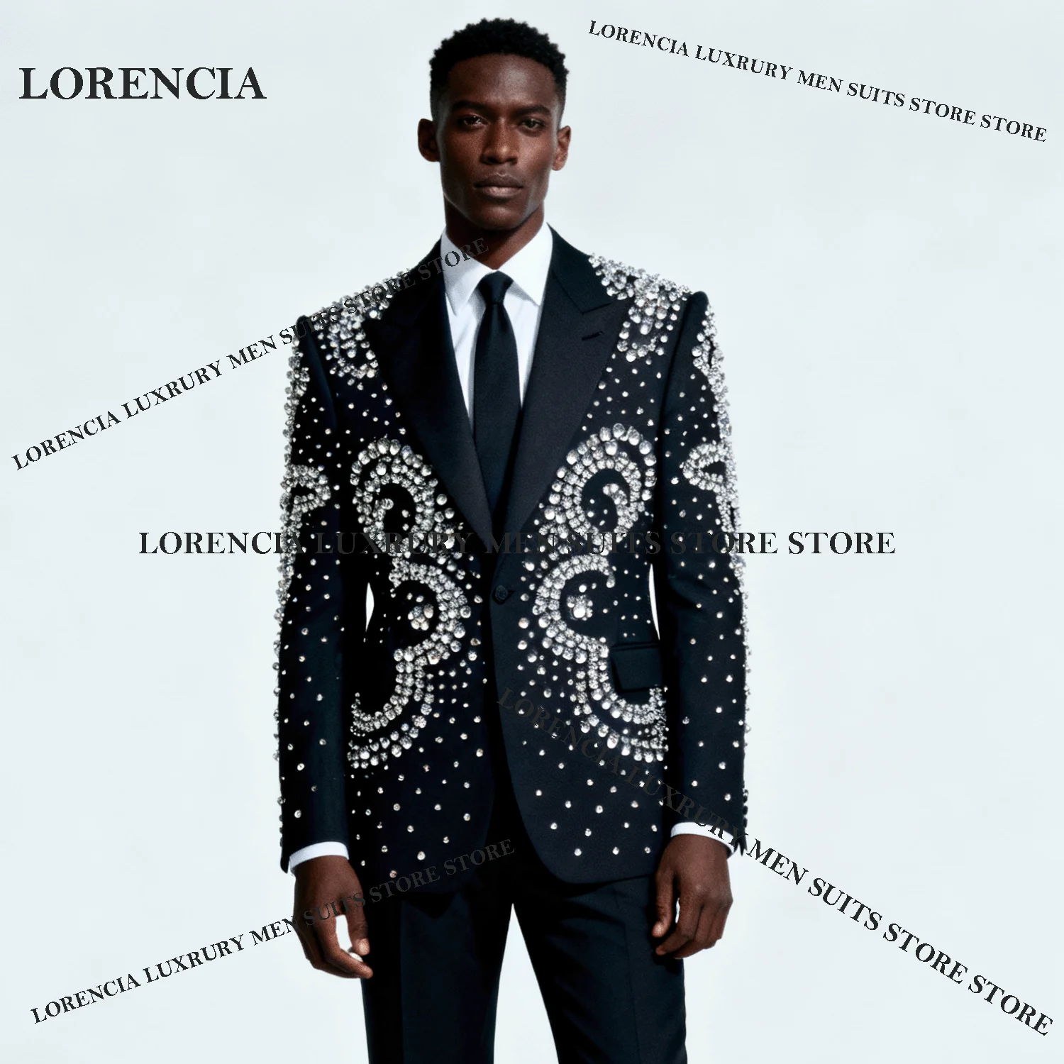 

Customized Fashion Men Diamond Design Suits Sparkly Wedding Tuxedos Exquisite Slim Ropa hombre 3 Pieces Sets Groom Male Blazers