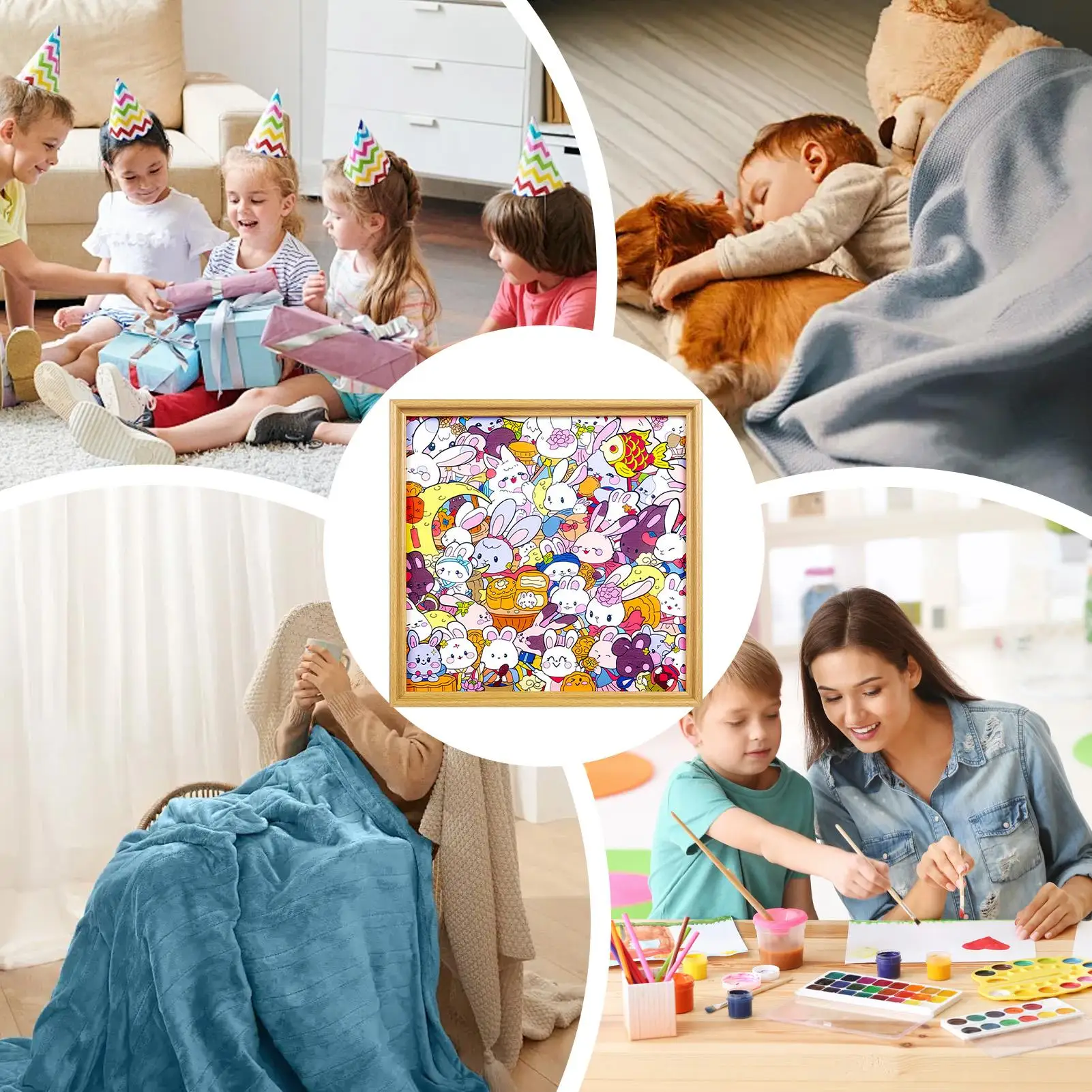 لعبة ألغاز إطار صورة أرنب حرفي مرسومة يدويًا تلوين ألعاب ألغاز للأطفال لعمر 6-12 سنة في مرحلة ما قبل المدرسة للأطفال والأولاد والبنات