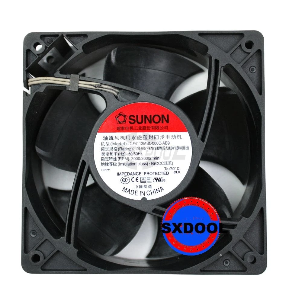 

Для Sunon CF4113MBL-000C-AB9 100-240 В 12038 120 мм водонепроницаемый охлаждающий вентилятор, 3000 об/мин, 120X120X38 мм для промышленного использования