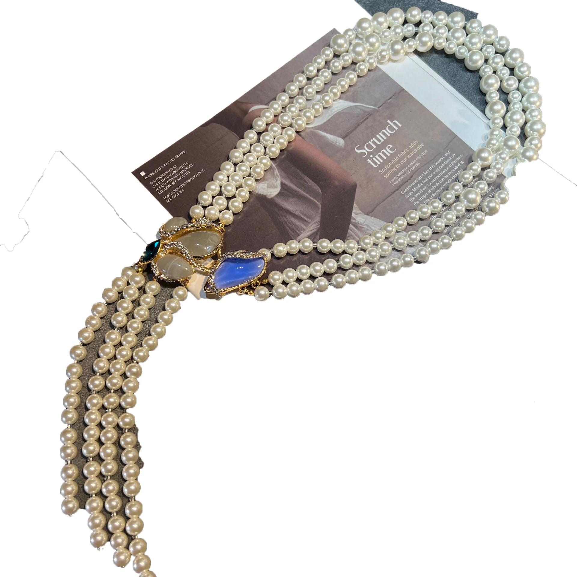 Temperamento Vintage elegante retro multicapa perla suéter cadena collar para mujer chica regalo fiesta gargantilla joyería al por mayor