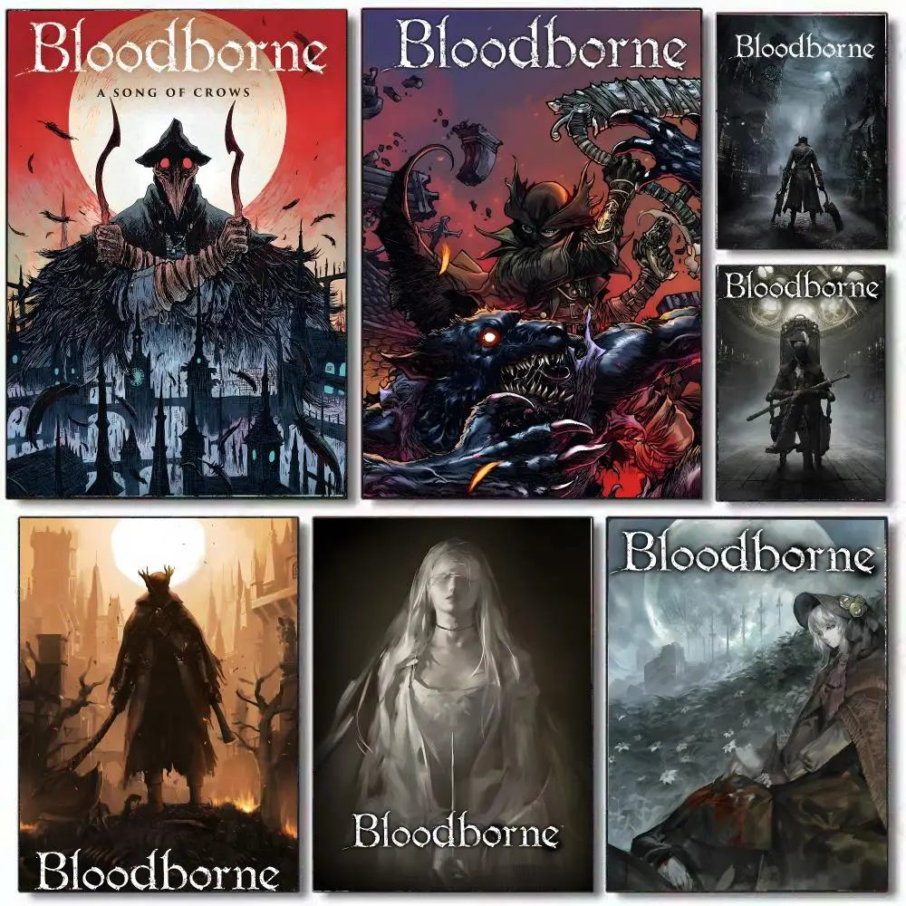 Hot Game B-BloodborneS Poster HD Home Decor Sticky Wall Waterproof Home Living Room Bar Aesthetic Decor