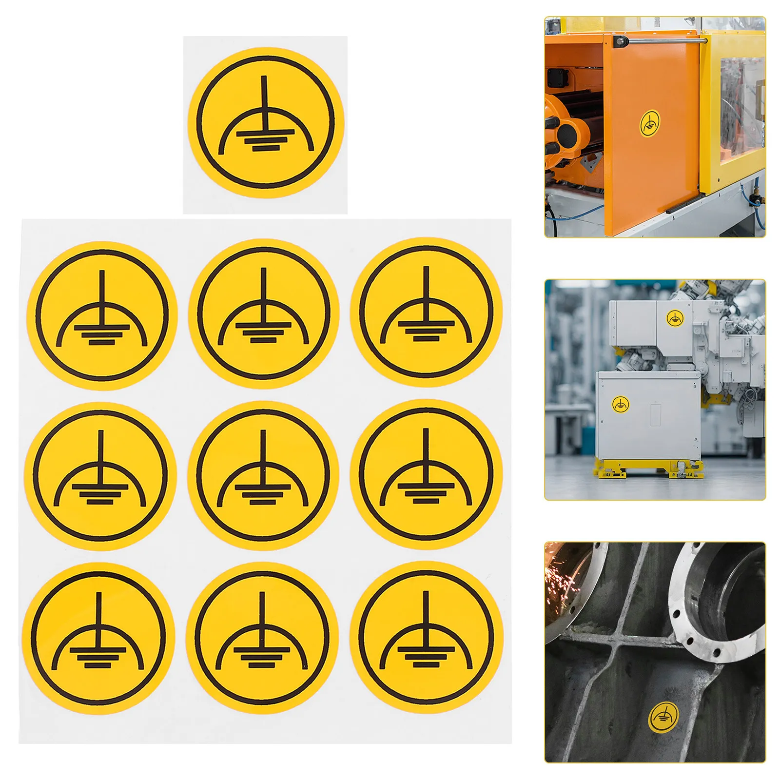 

10Pcs Earth Sticker Set Clear Caution Decals for Grounding Points Safety Signs Equipment Warning Labels Machinery