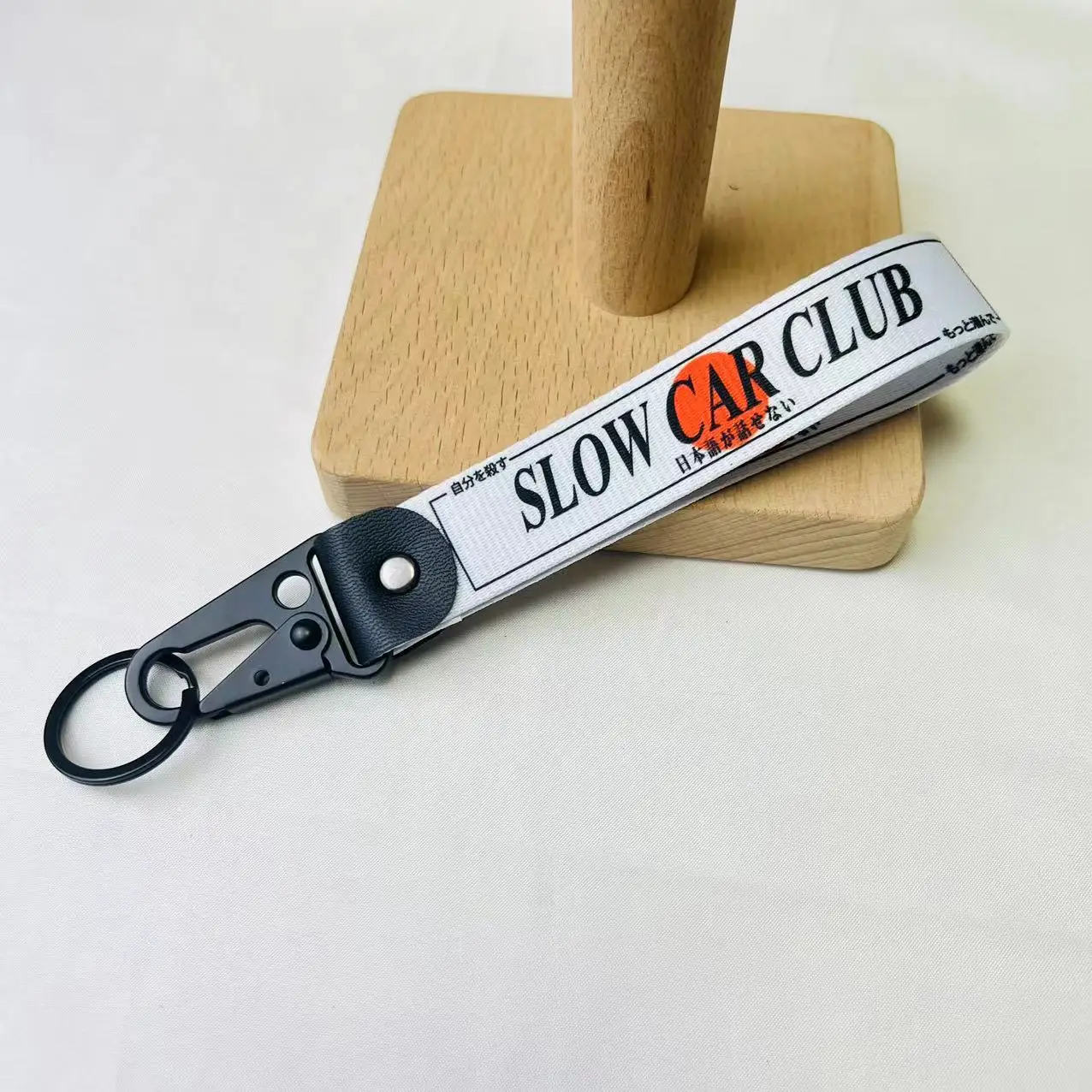 JDM Car keychain SLOW CAR CLUB Slogan Nylon Keyring Short Lanyard for Mitsubishi Isuzu Nissan Toyota Honda Suzuki Accessories