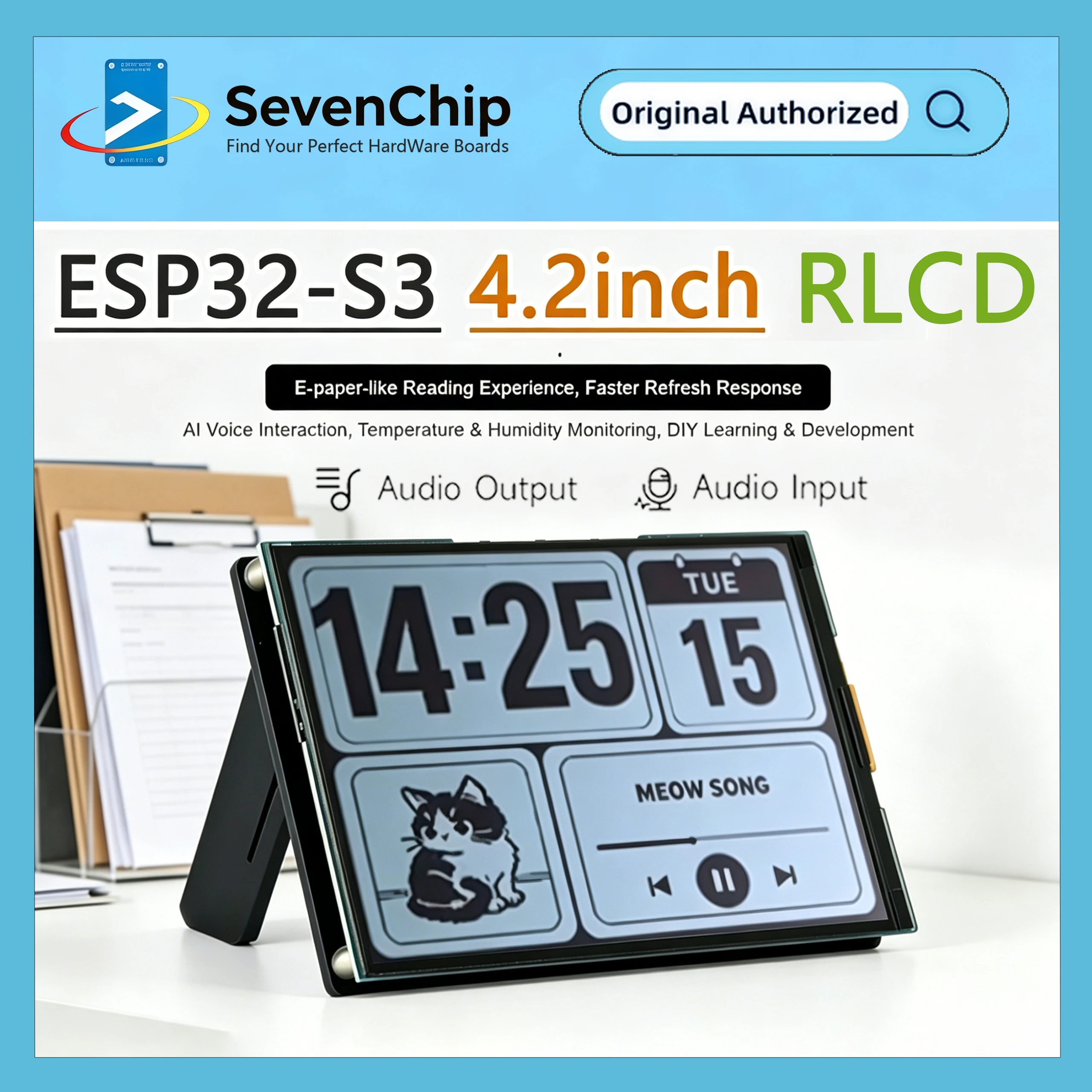 

Waveshare ESP32-S3 4.2inch RLCD Deve Board, DIY Learning, 300×400, Wi-Fi &BLE AI Voice Interaction And Dual-mode Communication