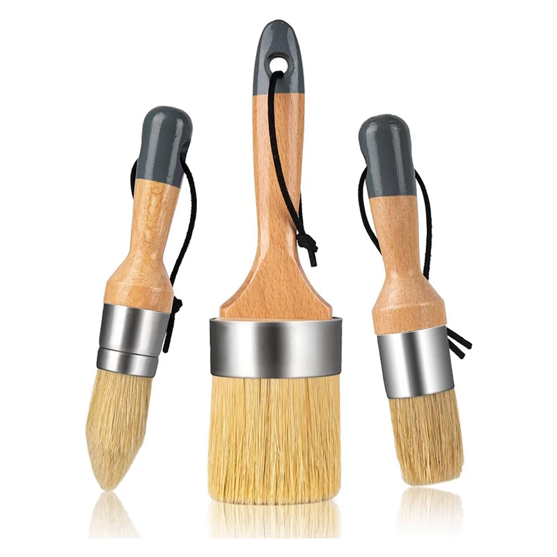 

Chalk Paint Brush Set Chalk Paint, Milk Paint For Furniture, 1 Largeoval Brush And 2 Small Round Brushes