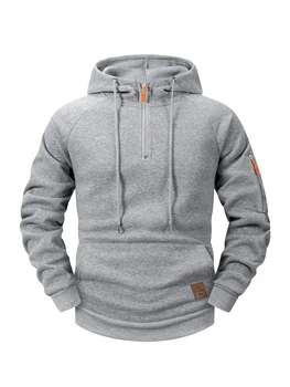 2025 Autumn/Winter Men's Hoodie Fashion Casual Sports Hoodie Retro Harajuku Long Sleeve Zipper Multi Pocket Loose Street Wear 3