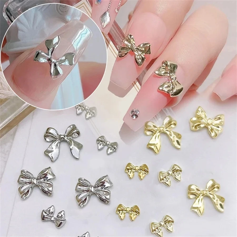 10PCS Butterfly Parts Ribbon 3d Nail Charms Luxury Ribbon Parts Decorations for Nails Figures Bows Nails Accessories SZZS09