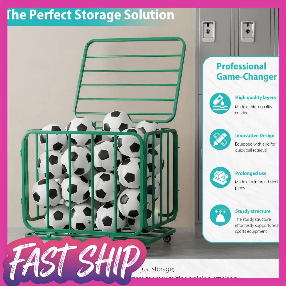 

Складная тележка для мячей с колесами и крышкой для хранения баскетбольных или волейбольных мячей, для спортзалов, школ, клубов, использования в помещении и на улице