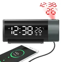 Bedside Rotation Projection Watch Clock Time Alarm Electronic Digital Projector Automatic 180° Bedroom Table Backlight