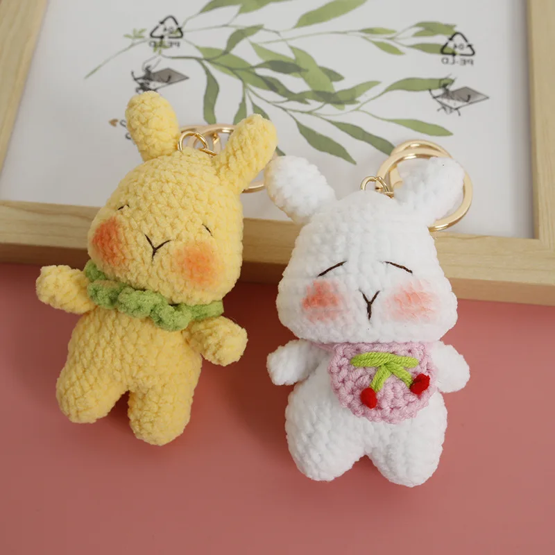 

Funny Rabbit Doll Crochet Keychain For Couple Gifts Handmaking Crochet Cute Rabbit Keyrings Knitted Animal Doll For Bag Pendant