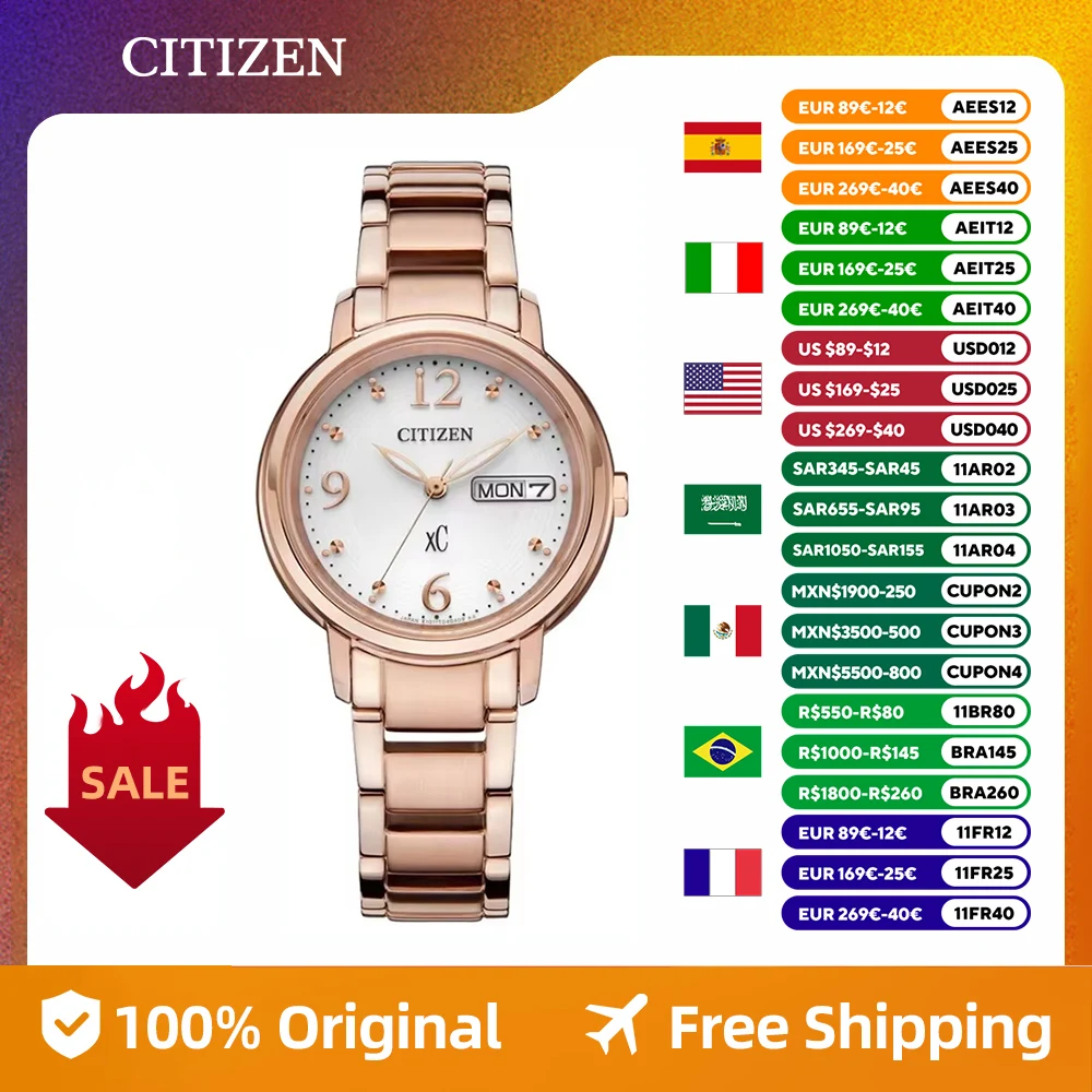 CITIZEN Original   Japan Women's Watch Eco-Drive XC Waterproof Stylish Casual  Week Date Display  EW2558-88E