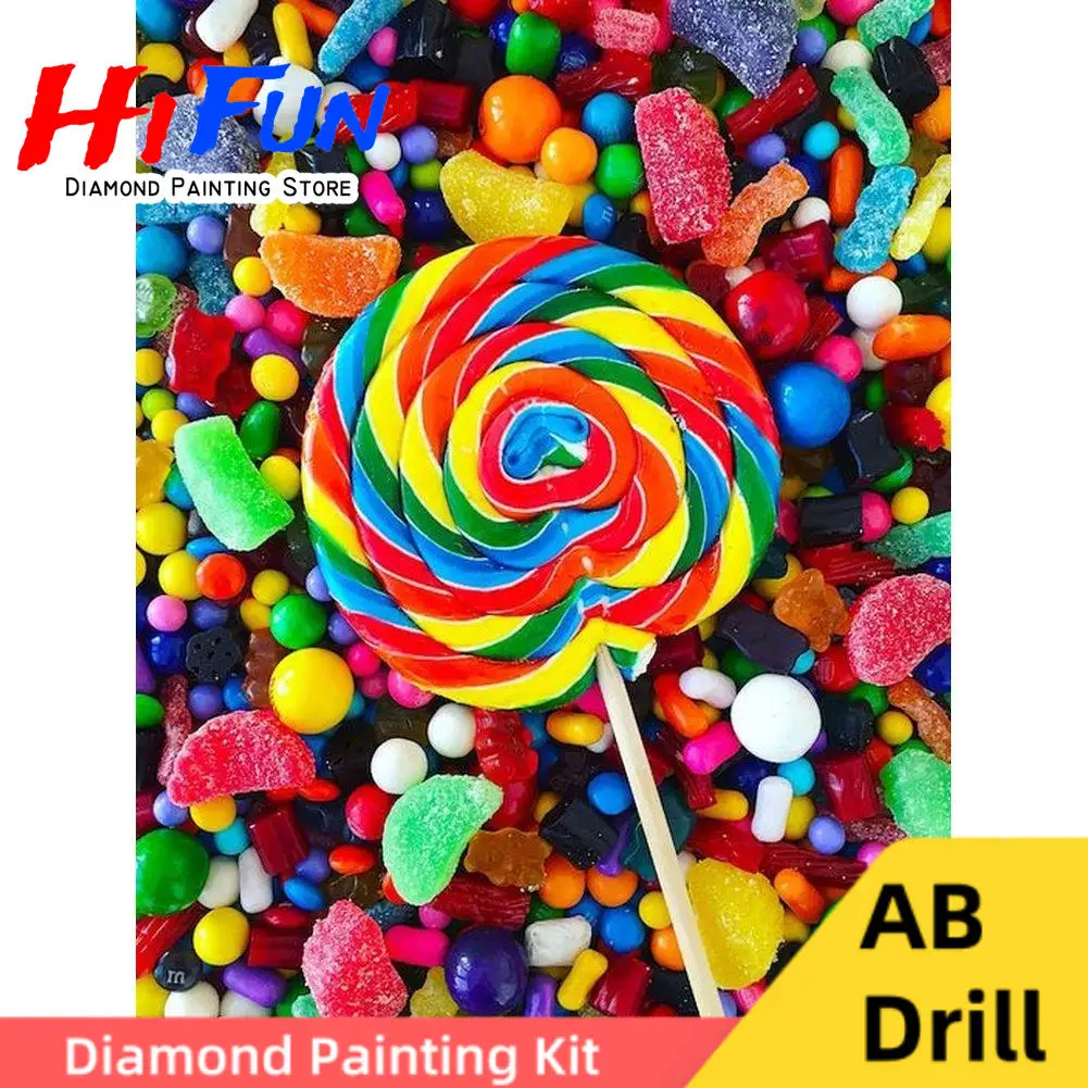 

Rainbow Swirl Lollipop 5D DIY AB Diamond Painting Kits Sweeties Art Mosaic Cross Stitch Candy Lolly Art Handwork Kitchen Decor