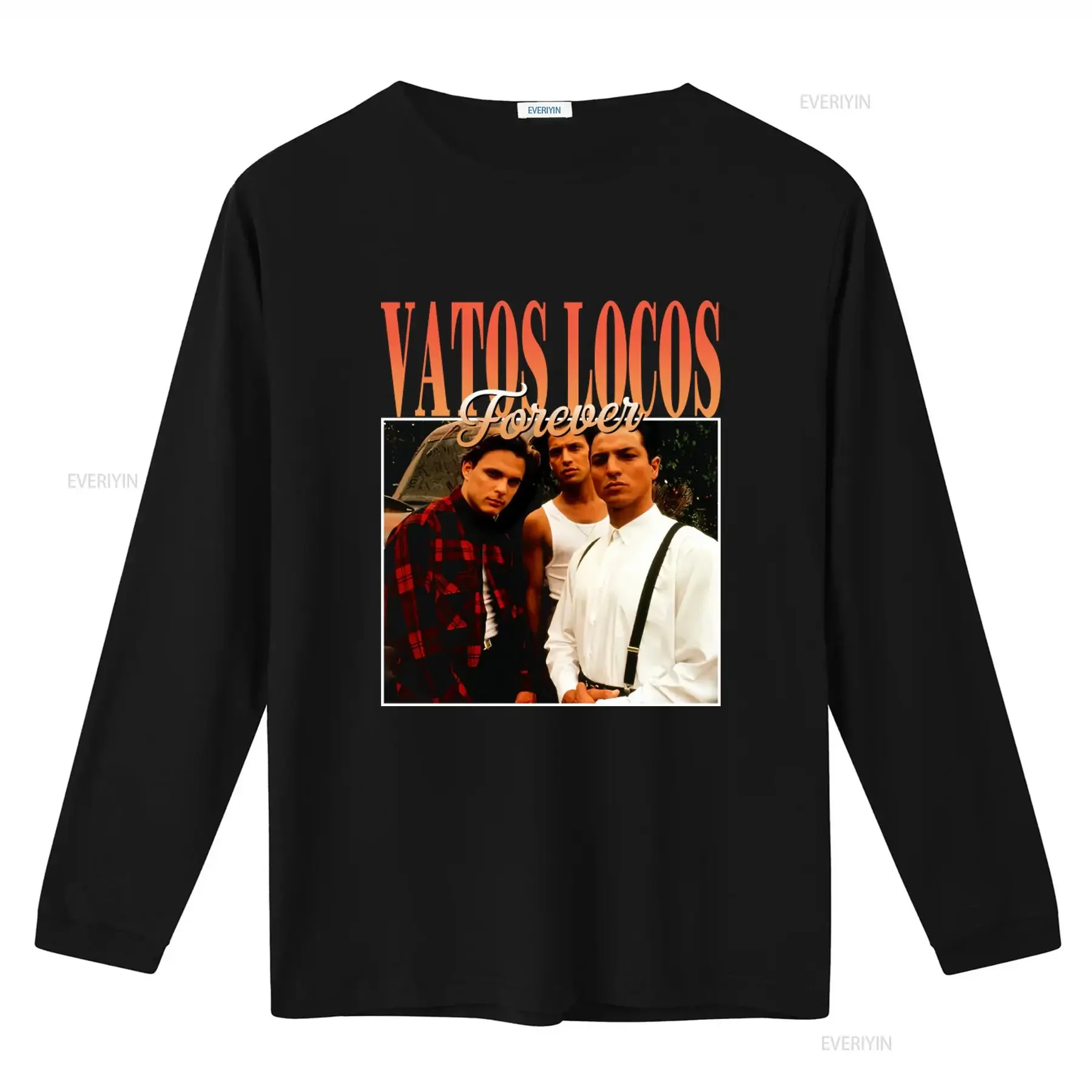 Vatos Locos Forever Blood In Out T Shirt Black Men's Fashion  vintage Washed Soft graphic designer clothes streetwear