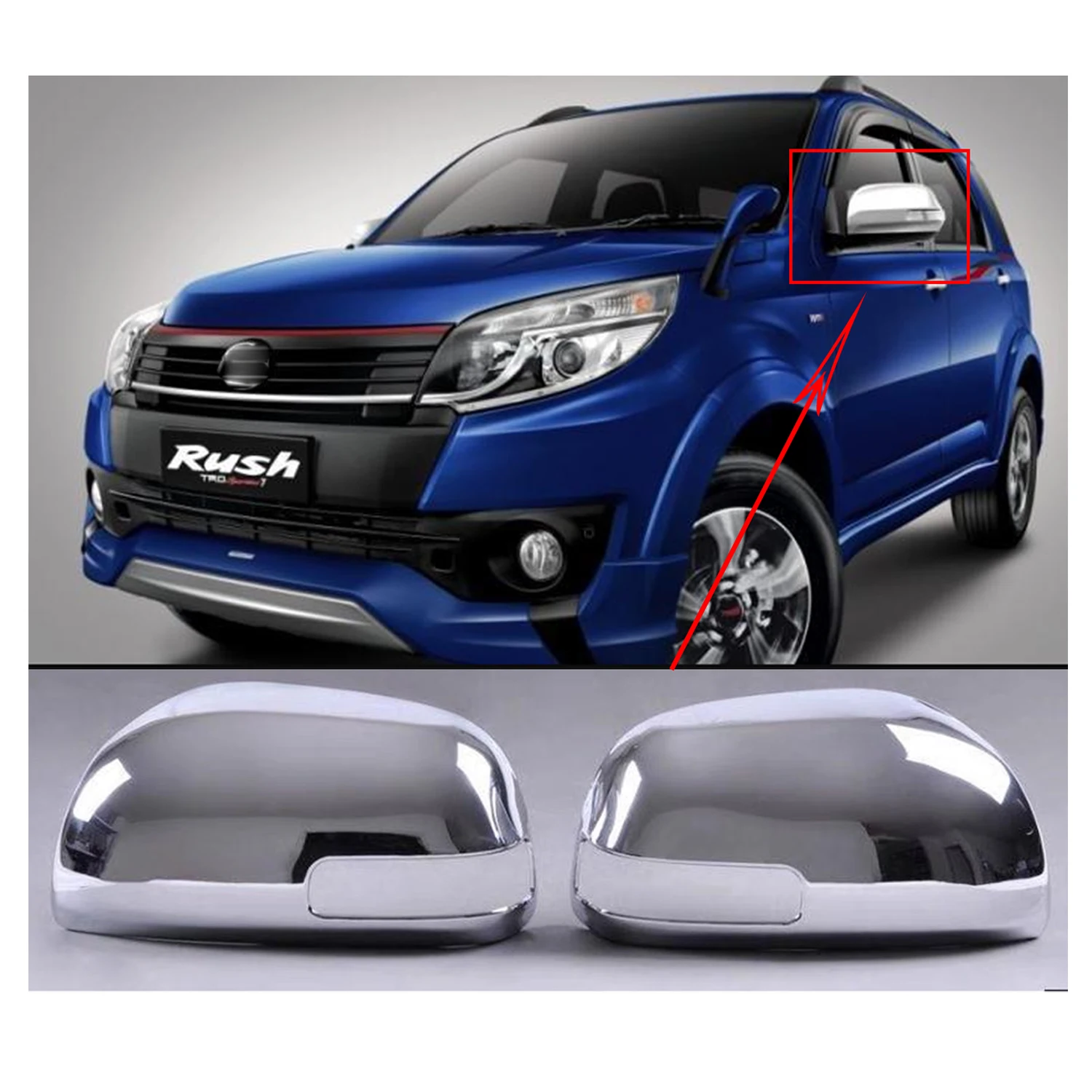 For Toyota rush Rav4 rav 4 2009 2010 2011 2012 2013 ABS Chrome Door Mirror Cover Car Rearview Accessories Paste Style