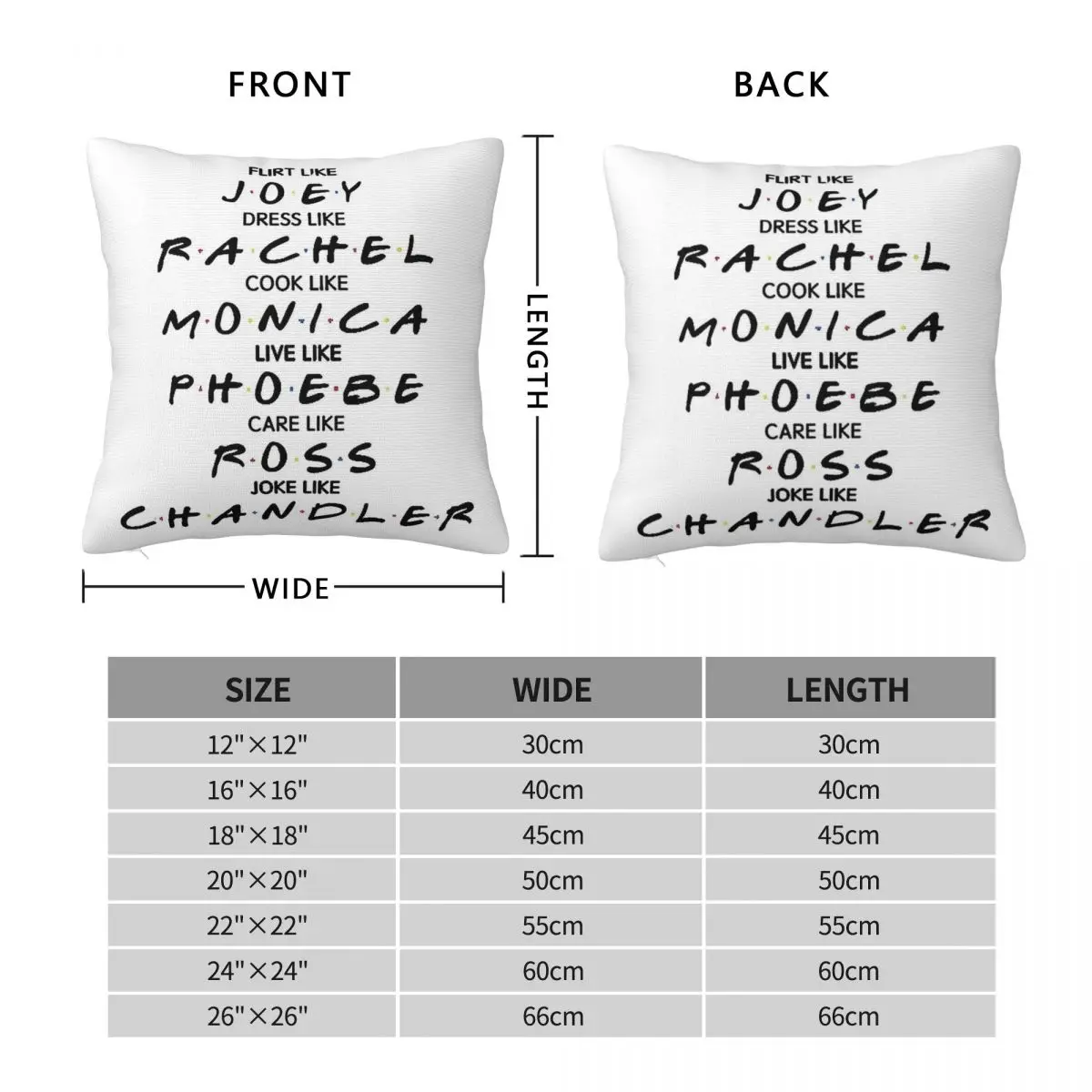 Friends Flirt Cook Joke Square Pillowcase Polyester Linen Velvet Pattern Zip Decorative Pillow Case Sofa Seater Cushion Case
