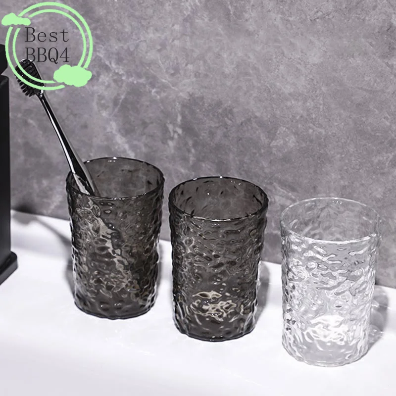 Plastic Bathroom Tumbler With Handle Transparent Mug For Toothbrush_voghion.com