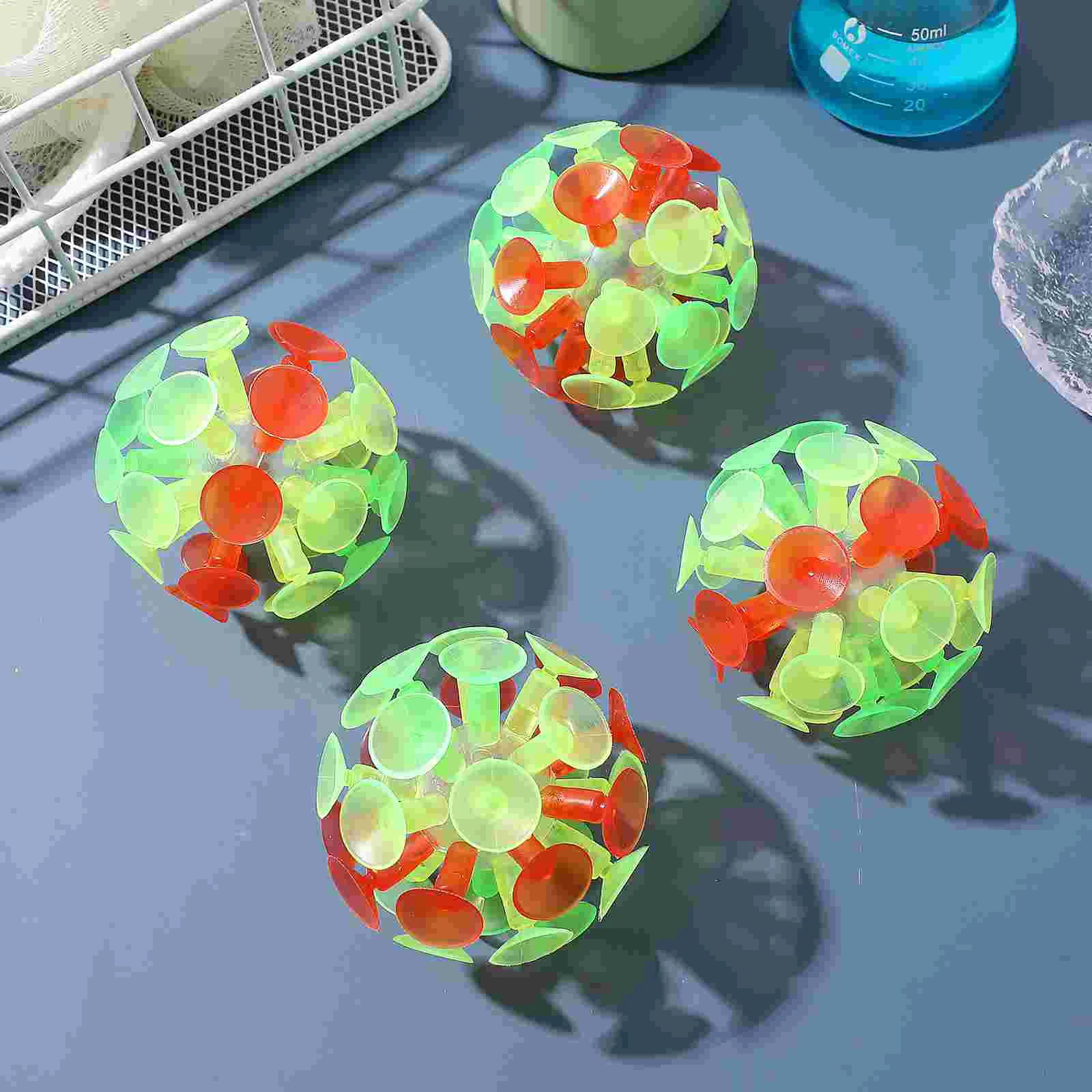 4PCS Kinder Bunte Saugnapf Ball Flash Lumineszenz Spielzeug Party Spielzeug für Kinder Saugnapf bälle