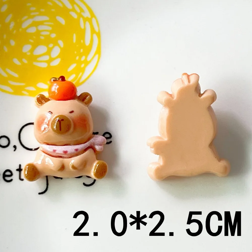 6 buah/set Capybara Charm DIY Resin aksesori kartun Capybara gadget Mini Capybara hadiah untuk aksesori klip rambut