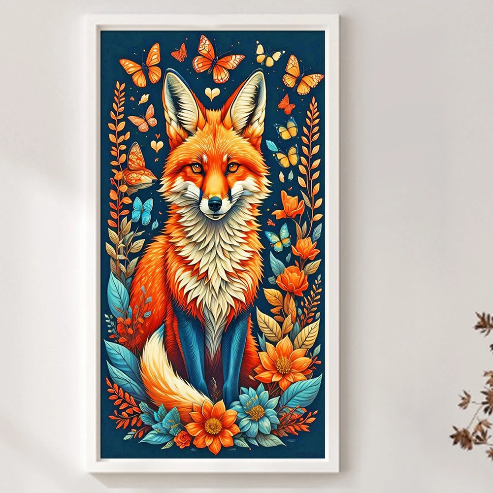 

Full Embroidery cotton Thread 14CT Printed Foxes Cross Stitch Kit 40x70cm