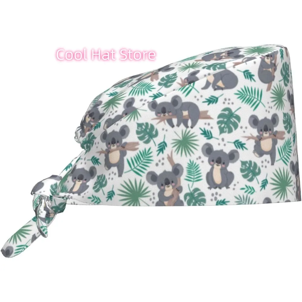 

Koala Leaves Working Cap with Sweatband Comfortable and Breathable Adjustable for Men Women Scrub Cap