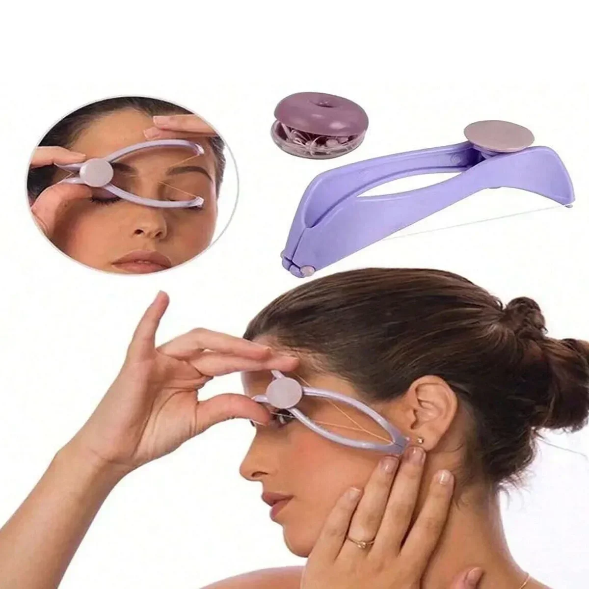 1 unidad de depiladora Facial para mejillas, cejas, depilación para mujeres, depiladora, utensilio de maquillaje con enhebrado de resorte