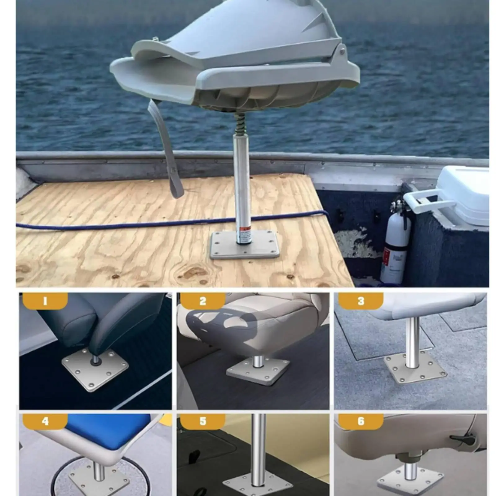 Aluminum Marine Rotating Seat for Fishing Boat Yacht Swivel Chair with 3/4 Inch Interface
