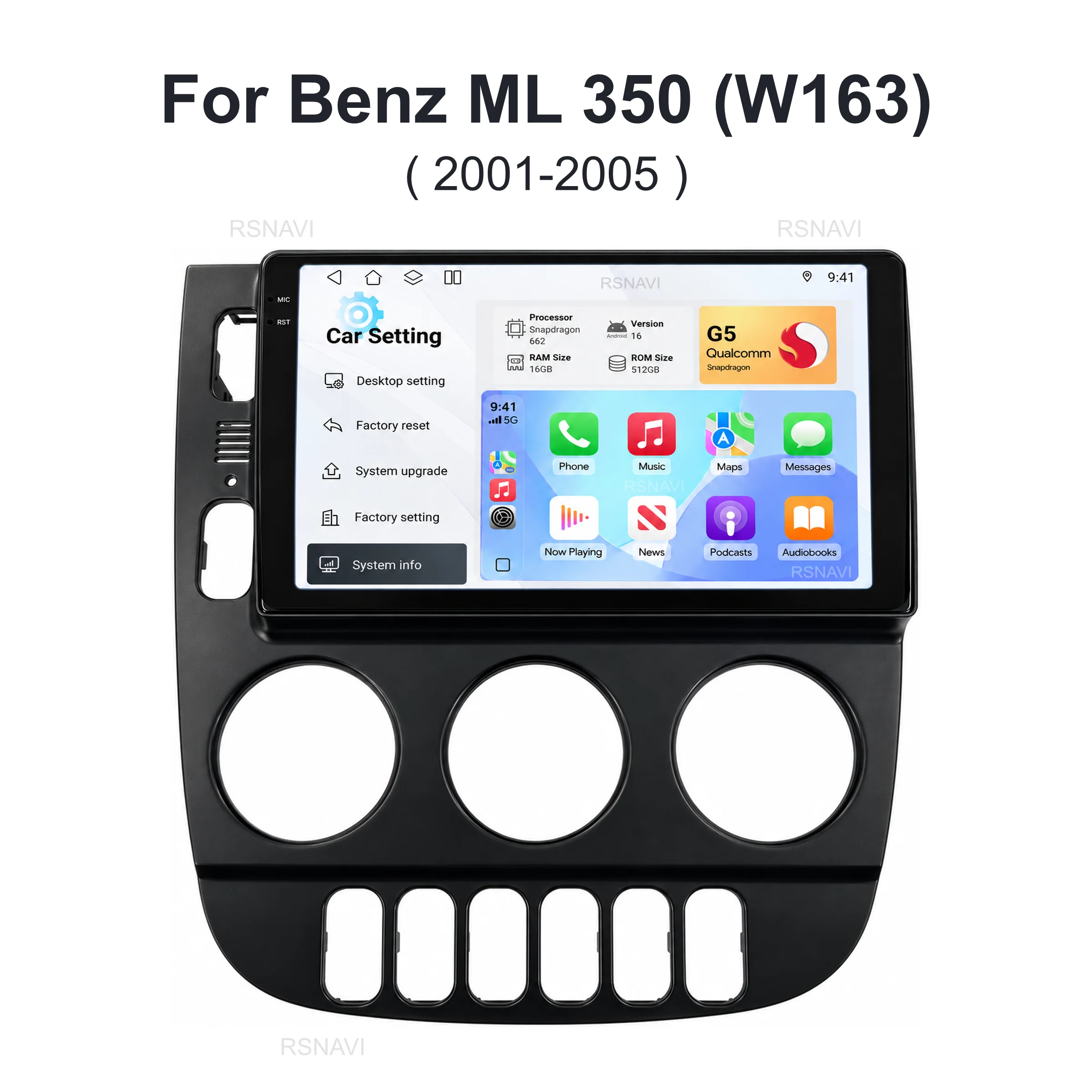 Android 16 For Benz M-Class W163 ML320 2003- 2005 2K QLED Android Car Radio Multimedia Video Player GPS stereo CarPlay Head Unit