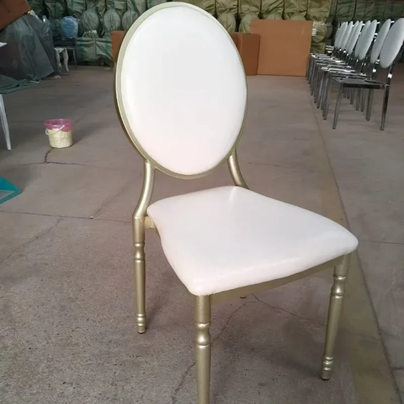 Spray plating sun chair titanium alloy round back chair soft bag back hotel wedding banquet light luxury sun chair