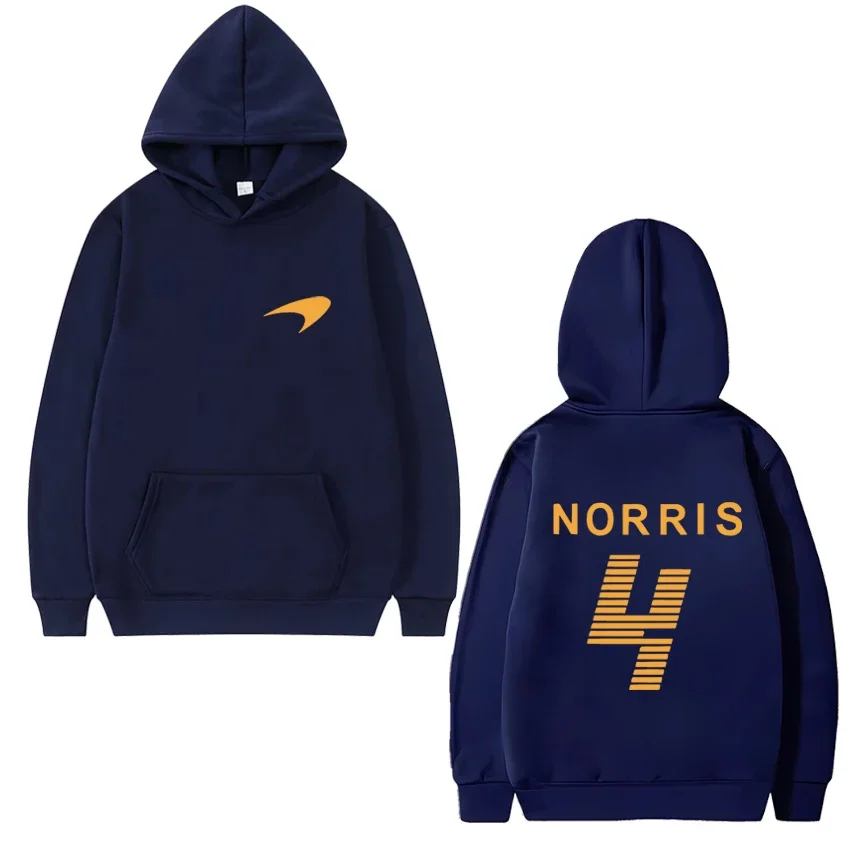 Unisex Racing Fan Graphic Pullover Hoodie Norris No.4 Letter Print Sweatshirt Casual Streetwear Autumn Winter Fleece Hooded Tops