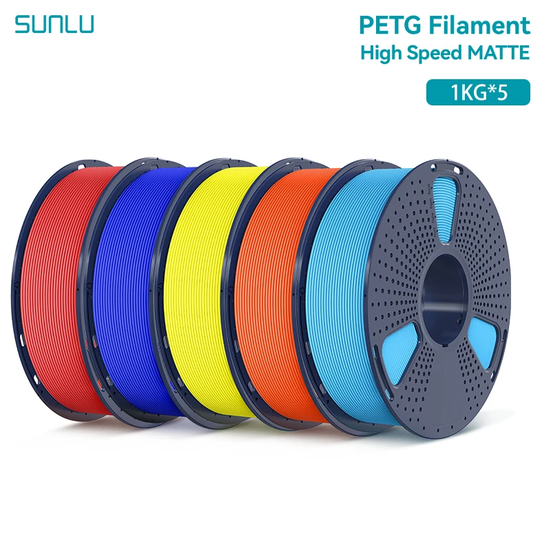 SUNLU 5 kg Hochgeschwindigkeits-Matt-PETG-Filament 1,75 mm +/- 0,02 mm 1 kg Spule (2,2 lbs) Hochgeschwindigkeits-Druckfilament, passend für die meisten FDM-Drucker