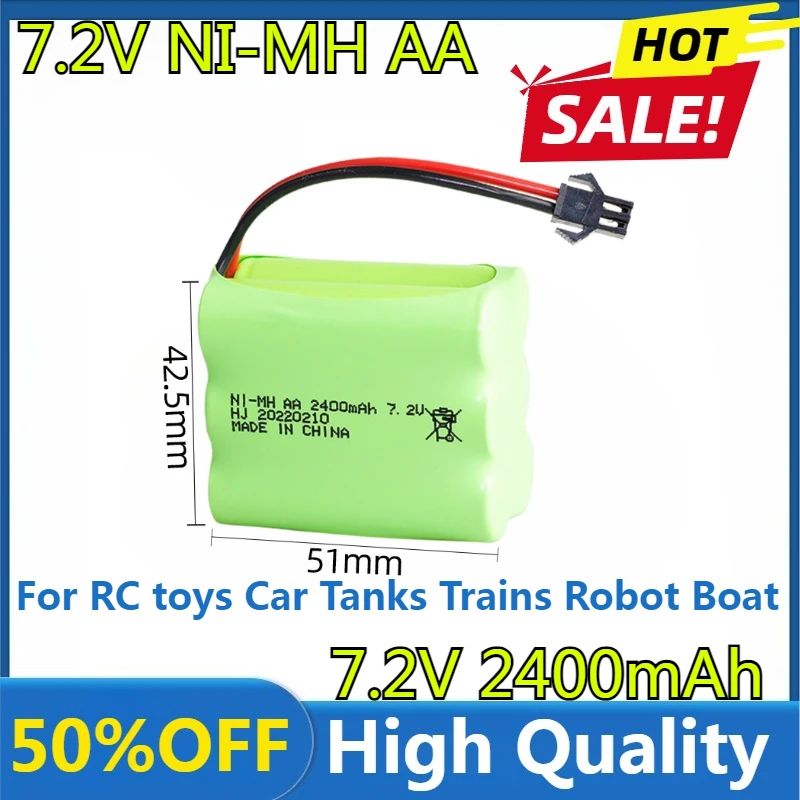 

7.2V 2400mAh NIMH Battery For RC toys Car Tanks Trains Robot Boat Gun Ni-MH AA 2400mAh 7.2V Rechargeable Battery SM plug