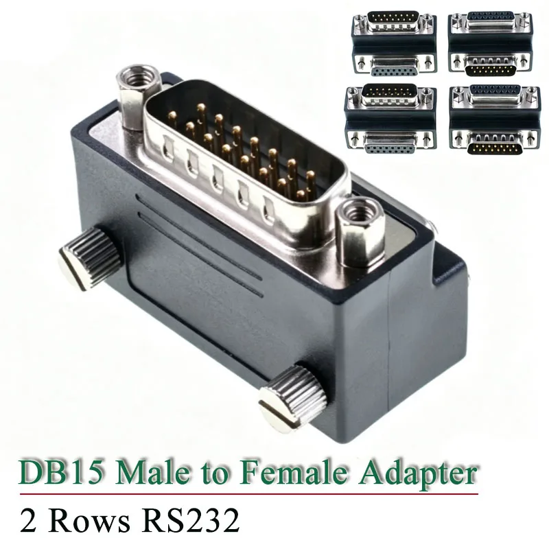 DB15 Adapter Male to Female Conversion Head 90 Degree DB15 Serial Port Connector Right Angle 2 Rows DB 15P UP/Down Bend Plug