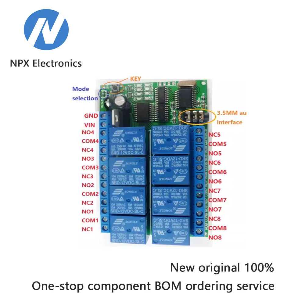 AD22A08 8-channel DTMF audio decoding relay - Smart home controller remote control module