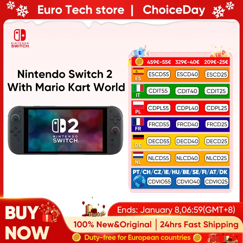 Nouveau Nintendo Switch 2 Premiere mondial Écran 7,9'' Poignée Joy‐Con Console audio réglable améliorée comprend Mario Kart World