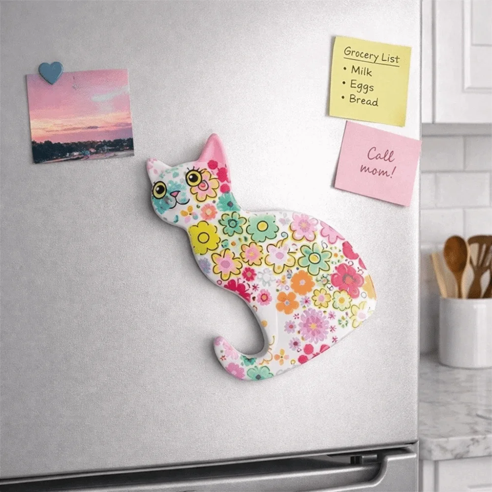 Cartoon Colorful Cat Refrigerator Sticker Gold Embossing Painted Mosaic Hot Stamping Sticker Various Styles Handmade Craft