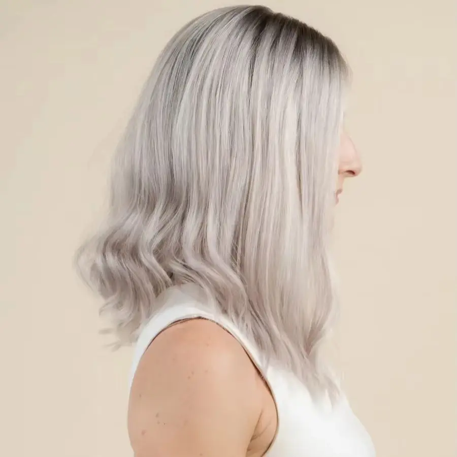 13x4 Silver Grey Highlight Wavy Lace Front Wig Synthetic Heat Resistant Wig Natural Looking For Women