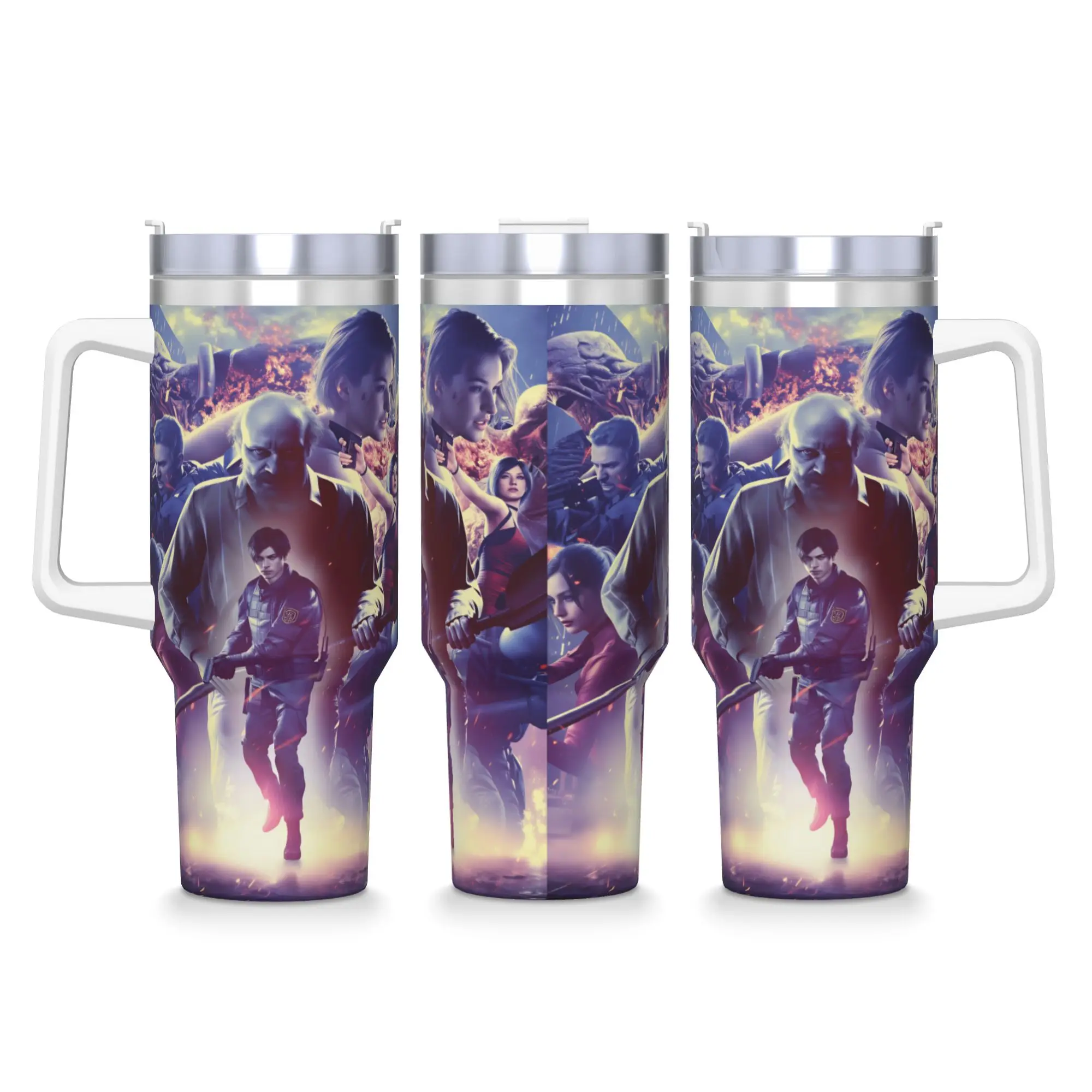 Residents Evils Stainless Steel Tumbler  Travelist Thermal Cups With Straws and Lid 40oz Car Mugs Cold Drink Water Bottle