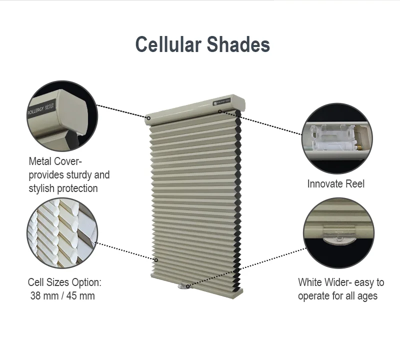 Custom Smart Shades Motorized Automatic Upper Open Cordless Double Cell Blackout Cellular Shade Honeycomb Blinds Built-In Spring