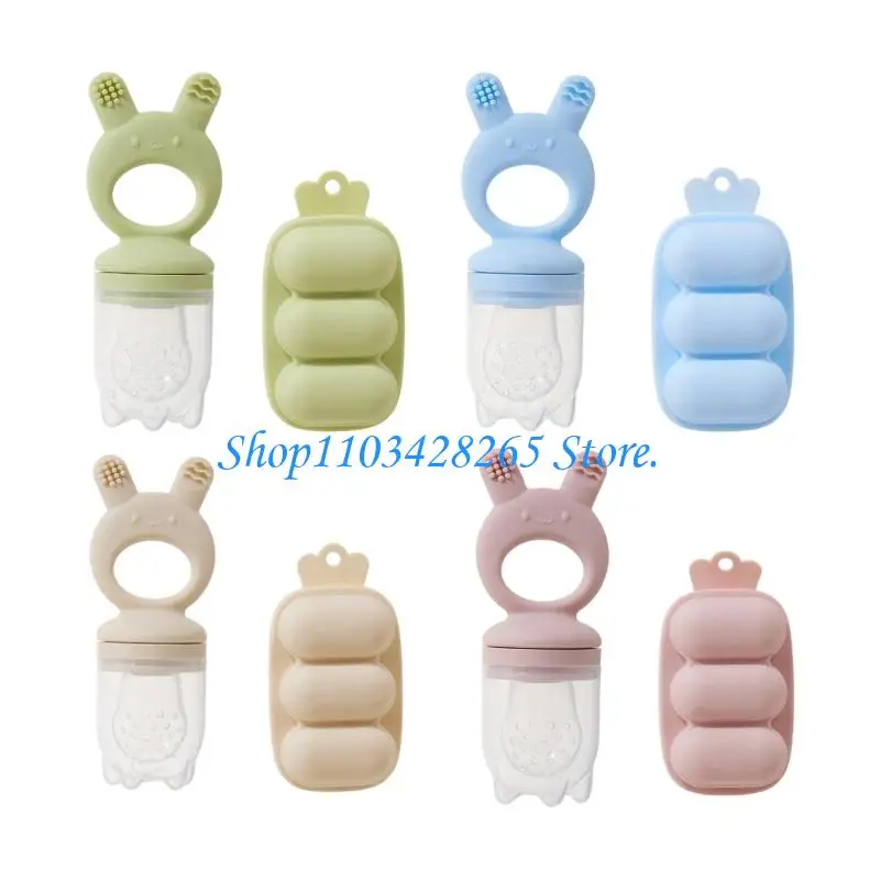 

Silicone Baby Teether Fruit Feeder With Freezer Tray For Baby Cooling Relief G2TE
