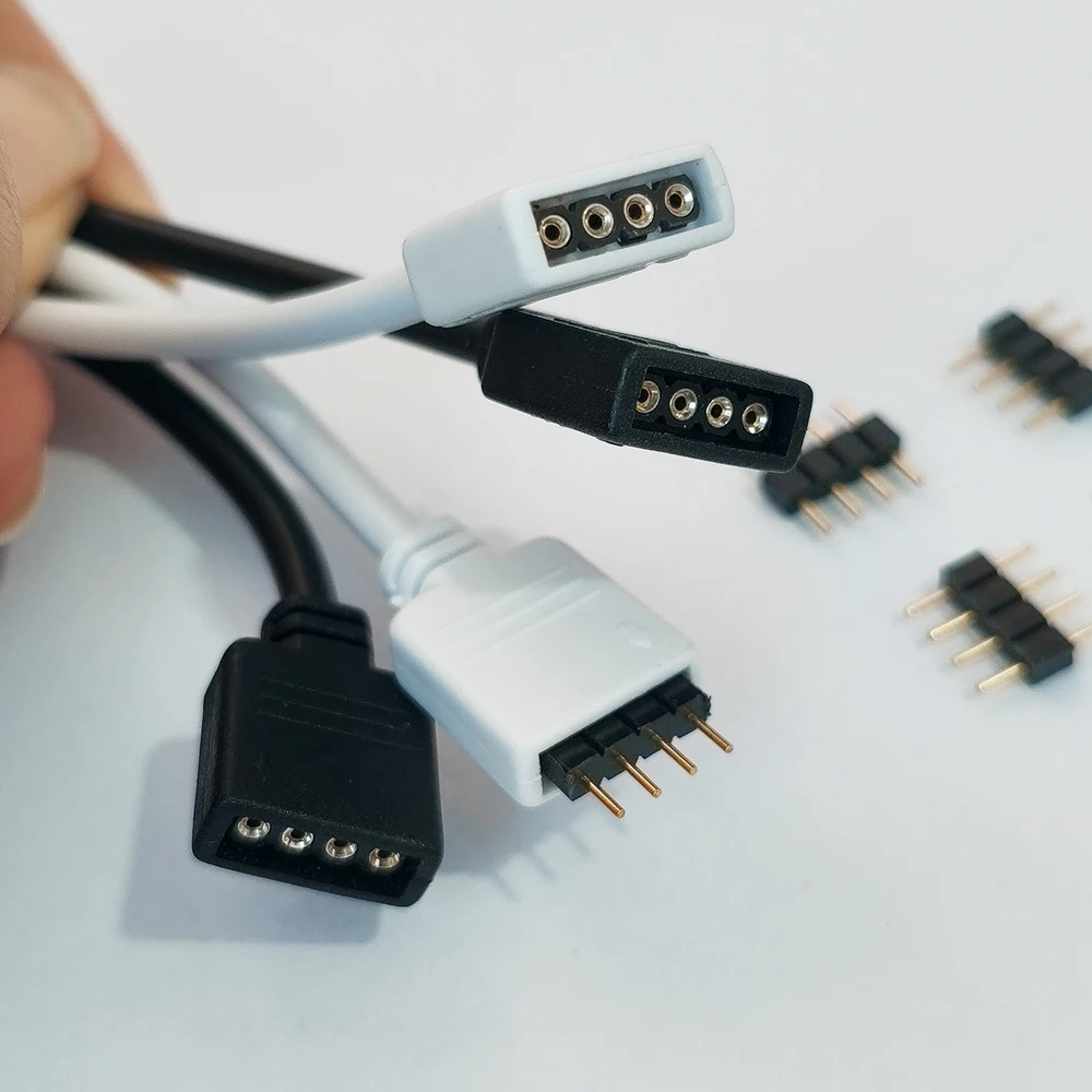 1Pcs Solder-Free 4Pin Dual Female Connector Extension Cord RGB RGBW LED Strip Cable For 3528 5050 RGB Light Strip Controller