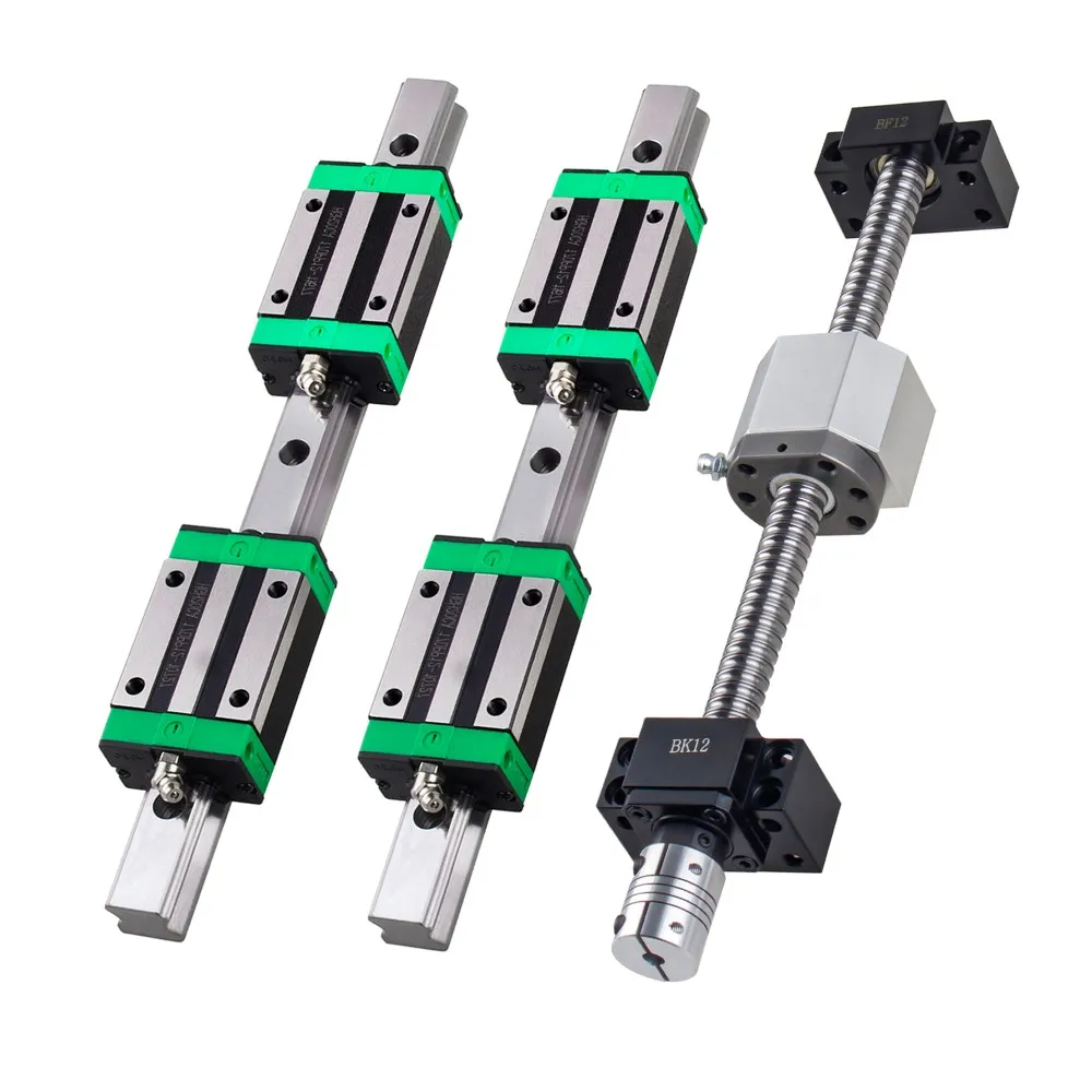 Imagem -02 - Trilho Quadrado Linear com Slides Carriage 2pc Hgh20ca 1pc Sfu1605 Bola Parafuso bk Bf12 End Support Acoplamento Porca Habitação Cnc Grupo Hgr20