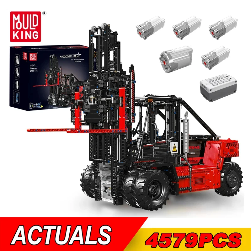 MOULD KING 17044 MOC Technical RC Forklift Truck Building Blocks Heavy-Duty Forklift Model Engineering Bricks Toys Kids Gifts