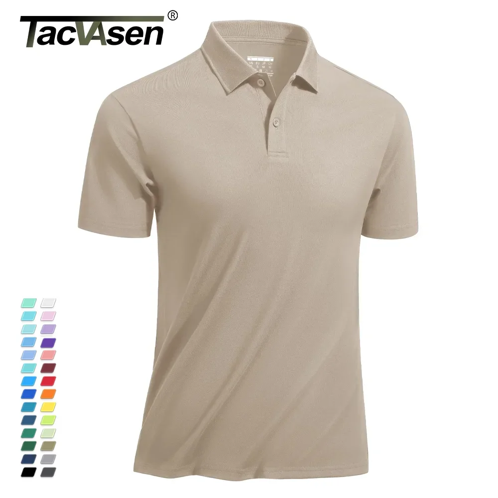 TACVASEN Quick Dry Cotton Blend Golf Polos Shirts Mens Short Sleeve Woven Work T-shirts Casual Outdoor Cooling Tee Pullover Tops