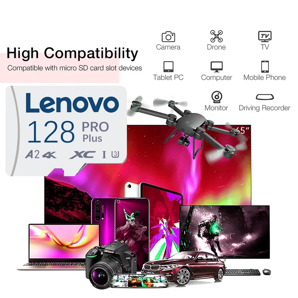 Lenovo 2TB Memory Card 128GB Class 10 V30 TF Card 1TB Mini SD Card 512GB High Speed Micro TF SD Card 256GB For Nintendo Switch